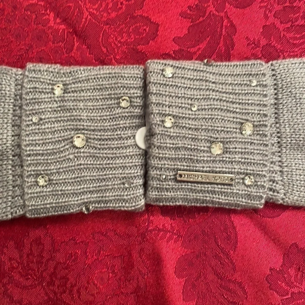 Brand New Michael Kors Embellished Cuff Heather Gray Touchscreen Rhinestones